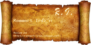 Remmert Irén névjegykártya